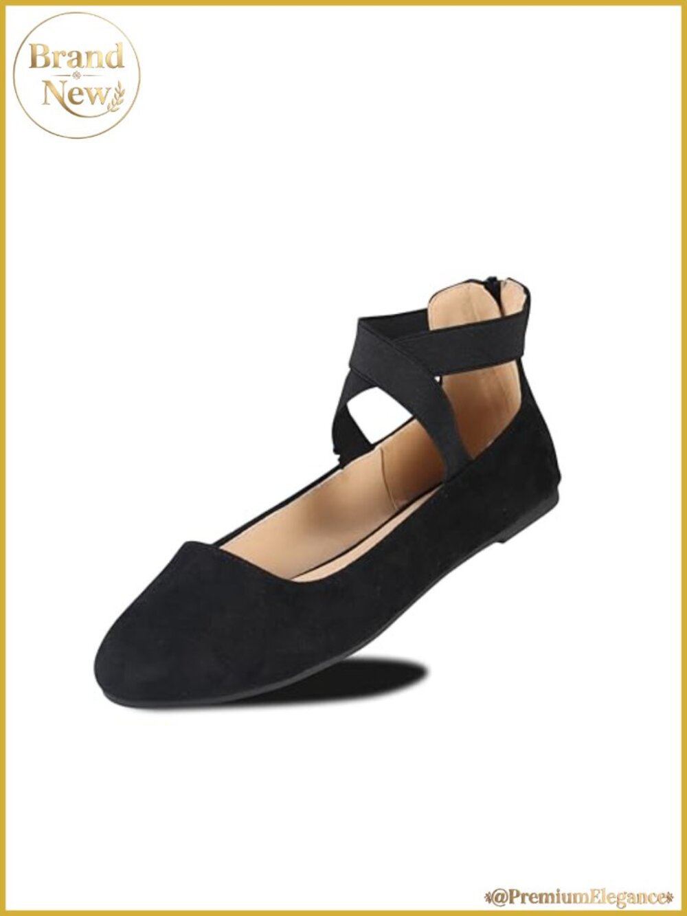 Women's Ankle Strap Flats Faux Suede Criss Cross Elastic Mary Jane Ballet Shoes